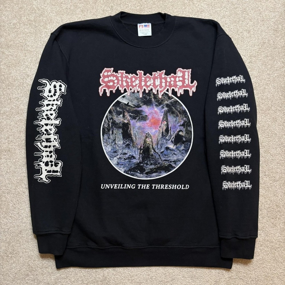 Skelethal Crewneck Sweatshirt Unveiling The Threshold Mens‎ XL Black Death Metal